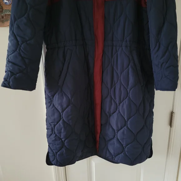 Summersalt Long Colorblock Eco Quilted Coat Midnight & Black Cherry 1XL - Picture 4 of 11